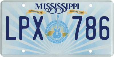 MS license plate LPX786