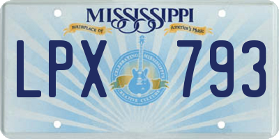 MS license plate LPX793