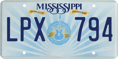 MS license plate LPX794