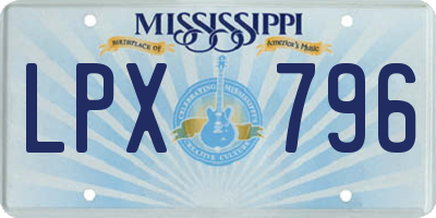 MS license plate LPX796