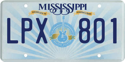MS license plate LPX801