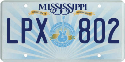 MS license plate LPX802