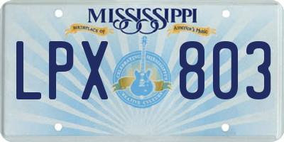 MS license plate LPX803