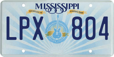 MS license plate LPX804