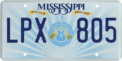 MS license plate LPX805