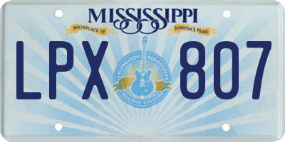 MS license plate LPX807