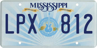 MS license plate LPX812