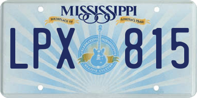 MS license plate LPX815