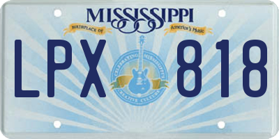 MS license plate LPX818