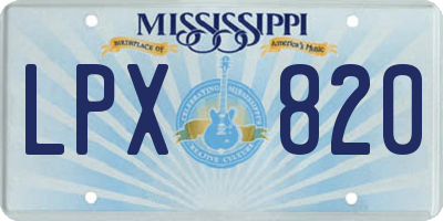 MS license plate LPX820