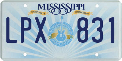 MS license plate LPX831