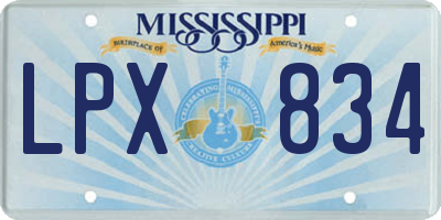 MS license plate LPX834