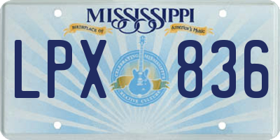MS license plate LPX836