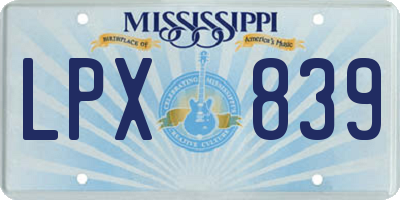 MS license plate LPX839