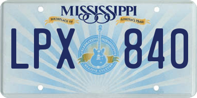 MS license plate LPX840