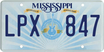 MS license plate LPX847