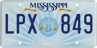 MS license plate LPX849