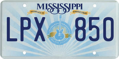 MS license plate LPX850