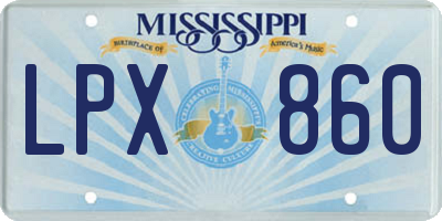 MS license plate LPX860