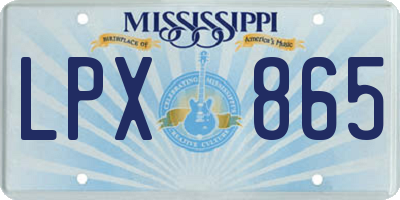 MS license plate LPX865