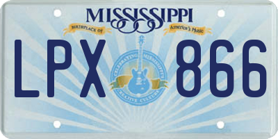 MS license plate LPX866