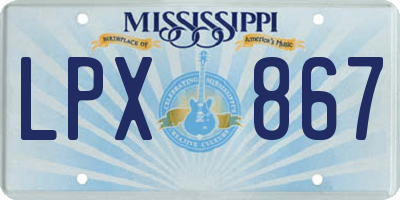 MS license plate LPX867