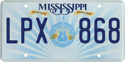 MS license plate LPX868