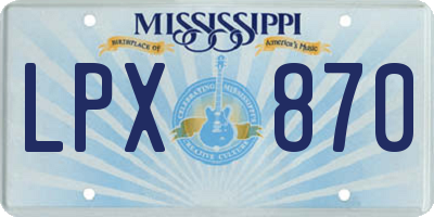MS license plate LPX870