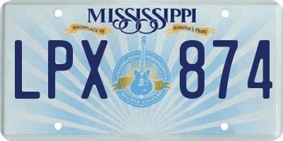 MS license plate LPX874