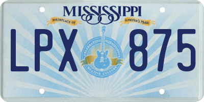 MS license plate LPX875