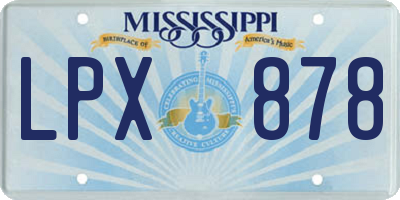 MS license plate LPX878