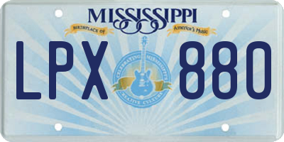MS license plate LPX880