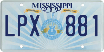 MS license plate LPX881