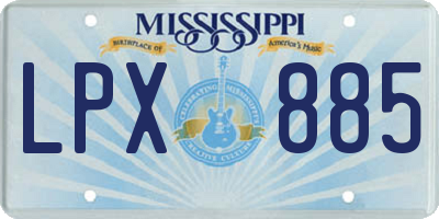 MS license plate LPX885