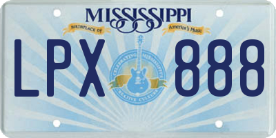 MS license plate LPX888