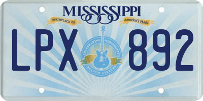 MS license plate LPX892