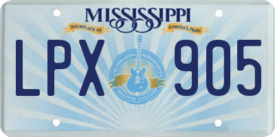 MS license plate LPX905