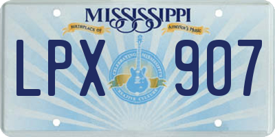 MS license plate LPX907