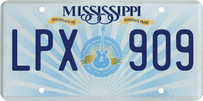 MS license plate LPX909