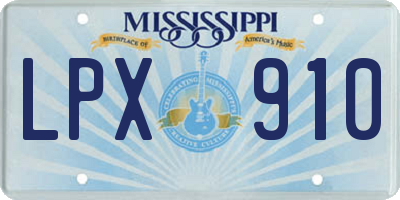 MS license plate LPX910