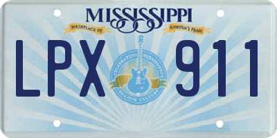 MS license plate LPX911