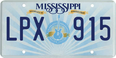 MS license plate LPX915