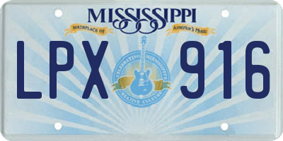 MS license plate LPX916