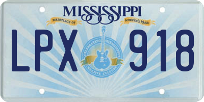 MS license plate LPX918