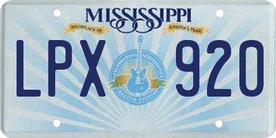 MS license plate LPX920