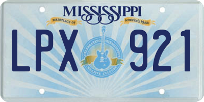 MS license plate LPX921