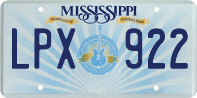 MS license plate LPX922