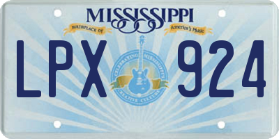 MS license plate LPX924