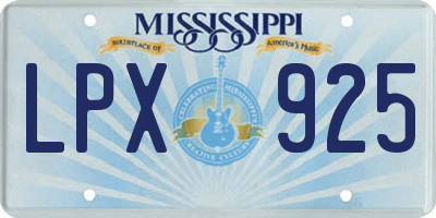 MS license plate LPX925