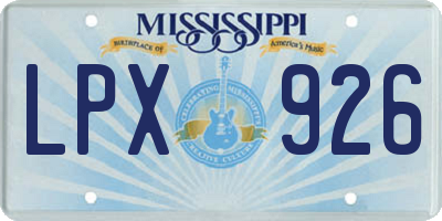 MS license plate LPX926
